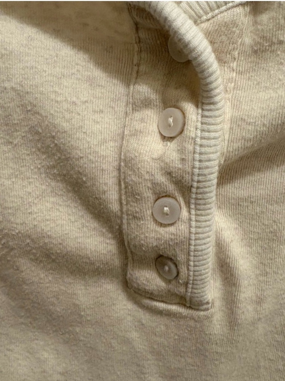 Aerie Cream Long Sleeve Ribbed Henley Bodysuit - Picture 4 of 6